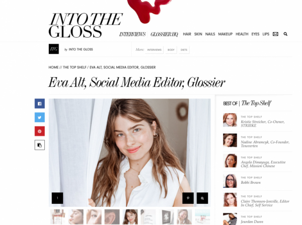 Eva Alt, Social Media Editor, Glossier